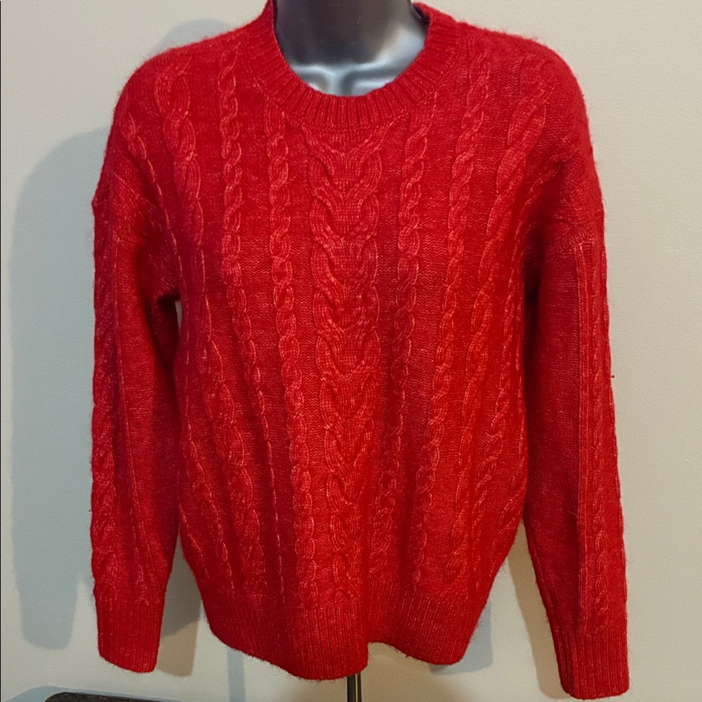 Loft Cozy Red Cable Knit‎ Sweater Soft Medium